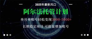 阿尔法托管计划 单账号月入3000-5000，长期稳定项目，新手小白轻松上手。-数智网创