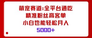 萌宠赛道，全平台通吃，精准粉丝高客单，小白也能轻松月入5k-数智网创