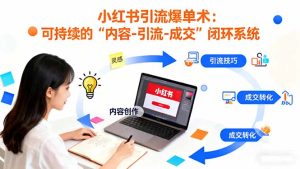 小红书引流爆单术：构建一套低成本 可持续的“内容-引流-成交”闭环系统-数智网创