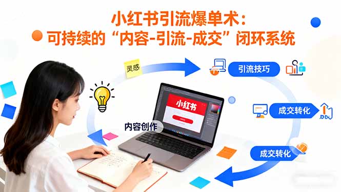 小红书引流爆单术：构建一套低成本 可持续的“内容-引流-成交”闭环系统-数智网创