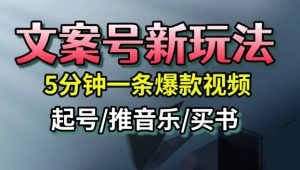 文案号新玩法，5分钟一条爆款视频，流量高，起号快，多方位变现-数智网创
