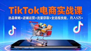 TikTok电商实战课10月,选品策略+店铺运营+流量获取+全流程技能,月入5万+-数智网创