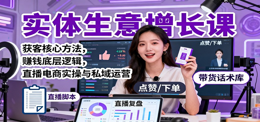实体生意增长课:获客核心方法,赚钱底层逻辑,直播电商实操与私域运营-数智网创