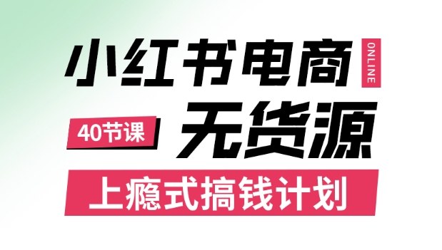 小红书无货源电商课程，上瘾式搞钱计划，不论月薪3k还是3W都应该学的賺钱技巧-数智网创