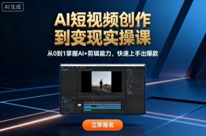 AI短视频创作到变现实操课,从0到1掌握AI+剪辑能力,快速上手出爆款(更新10月)-数智网创