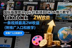 国际版醒图Hypic拉新项目TikTok推广教学,一条视频最高2W收益(附推广入口和教学)-数智网创