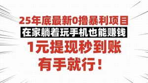 25年底最新0撸暴利项目,在家躺着玩手机也能赚钱,1元提现秒到账,有手...-数智网创