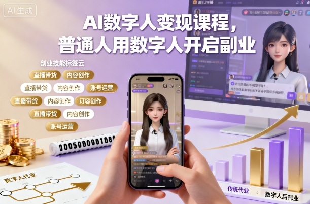 AI数字人变现课程，普通人用数字人开启副业-数智网创