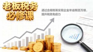 老板税务必修课，通过合规税筹实现企业年省税百万级，提升税务免疫力-数智网创