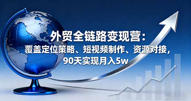 外贸全链路变现营：覆盖定位策略、短视频制作、资源对接，90天实现月入5w-数智网创