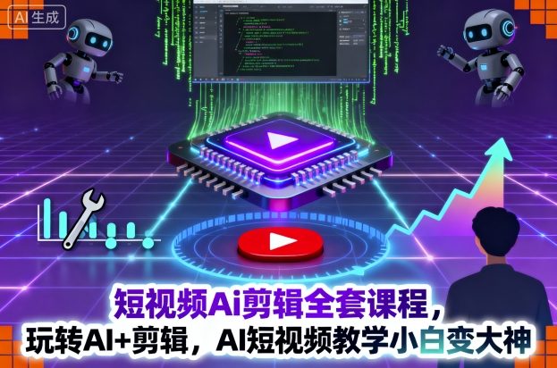 短视频Ai剪辑全套课程,玩转AI+剪辑,AI短视频教学小白变大神-数智网创