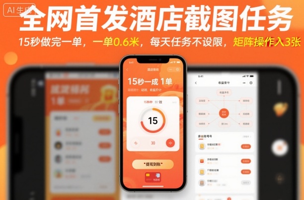 全网首发酒店截图任务,15秒做完一单,一单0.6米,每天任务不设限,矩阵操作日入3张【揭秘】-数智网创