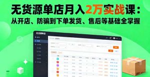 无货源单店月入2万实战课：从开店、防骗到下单发货、售后等基础全掌握-数智网创