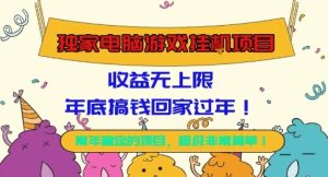 独家电脑游戏挂G项目,常年稳定,收益无上限,年底搞钱回家过年【揭秘】-数智网创