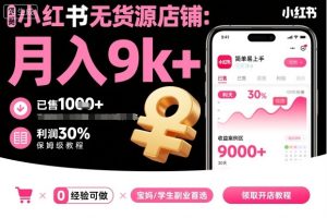 小红书无货源店铺项目,简单易上手,月入9k+,保姆级教程-数智网创
