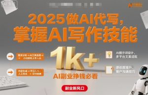 2025做AI代写,掌握AI写作技能,小白轻松上手日入1k+,AI副业挣钱必看-数智网创