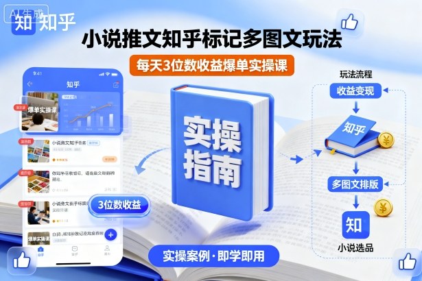 小说推文知乎标记多图文玩法,每天3位数收益爆单实操课-数智网创