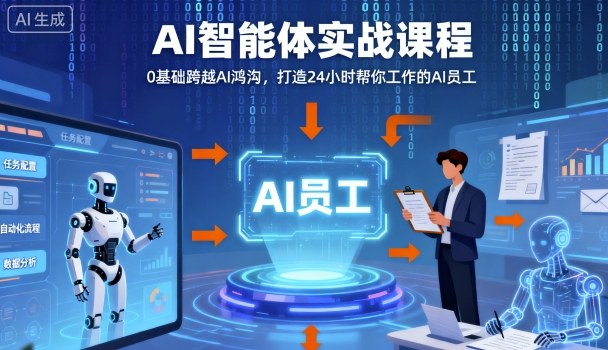 Ai智能体实战课程，0基础跨越Ai鸿沟，打造24小时帮你工作的Ai员工，打破常规，以实战定义Ai-数智网创