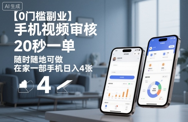 【0门槛副业】手机视频审核,20秒一单,随时随地可做,在家一部手机日入4张【揭秘】-数智网创