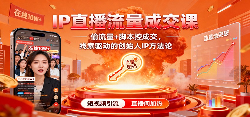 IP直播流量成交课：偷流量+脚本控成交，线索驱动的创始人IP方法论-数智网创