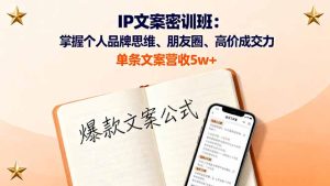 IP文案密训班：掌握个人品牌思维、朋友圈、高价成交力，单条文案营收5w+-数智网创