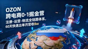 OZON跨境电商0-1掘金营：注册-运营-物流全链路体系，60天快速出单月营收8w-数智网创