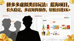 拼多多虚拟类目玩法,蓝海项目,长久稳定,多店矩阵操作,轻松日进1K+-数智网创