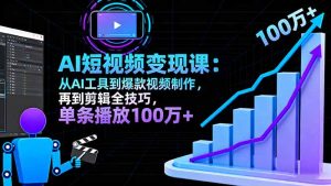 AI+短视频变现10月课:从AI工具到爆款视频制作+剪辑全技巧 单条播放100w+-数智网创