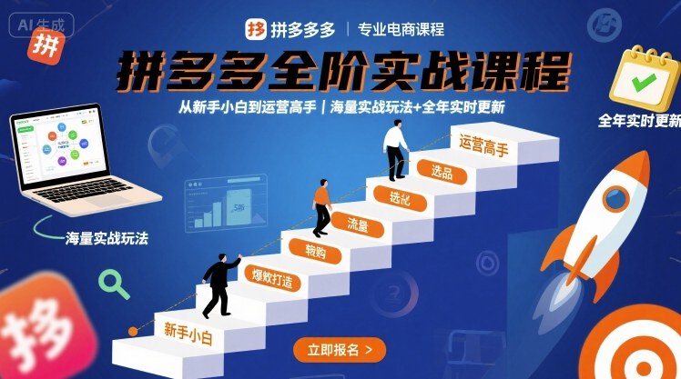 拼多多全阶实战课程，从新手小白到运营高手，海量实战玩法+全年实时更新【2025年10月更新】-数智网创