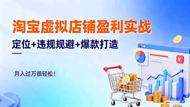 淘宝虚拟店铺盈利实战：定位+违规规避+爆款打造，月入过万很轻松！-数智网创