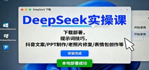 DeepSeek实操课：下载部署，提示词技巧，抖音文案/PPT制作/老照片修复/表情包创作等-数智网创