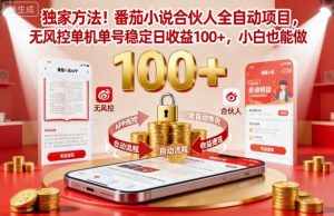 独家方法!番茄小说合伙人全自动挂G项目,无风控单机单号稳定日收益100+,小白也能做【揭秘】-数智网创