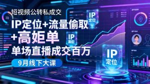 短视频公转私成交9月线下大课,IP定位+流量偷取+高客单,单场直播成交百万-数智网创
