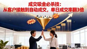 吸金成交营销必杀技：从客户接触到自动成交，单日成交率翻3倍-数智网创