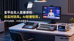 全平台无人直播课程:非实时防风+AI智播智剪+多平台矩阵,10月全套技术-数智网创