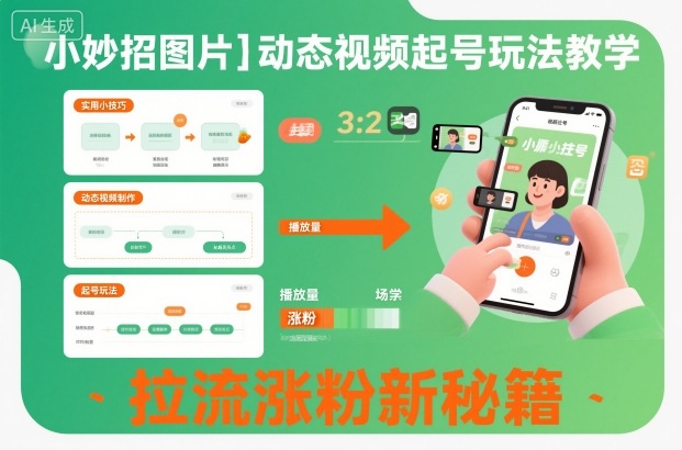 小妙招图片＋动态视频起号玩法教学，拉流涨粉新秘籍-数智网创