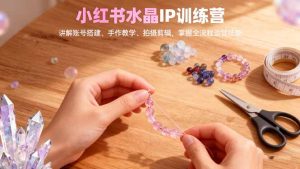小红书水晶IP训练营，讲解账号搭建、手作教学、拍摄剪辑，全流程运营技能-数智网创