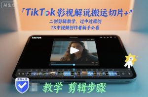 TikTok影视解说搬运切片+二创剪辑教学，过中过原创，TK中视频创作者新手必看-数智网创