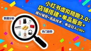 小红书虚拟陪跑3.0:店铺搭建+单品服务+细分铺货+选品技术,单店日入100+-数智网创