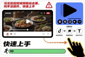淘宝逛逛短视频搬运去重,纯手法操作,快速上手-数智网创