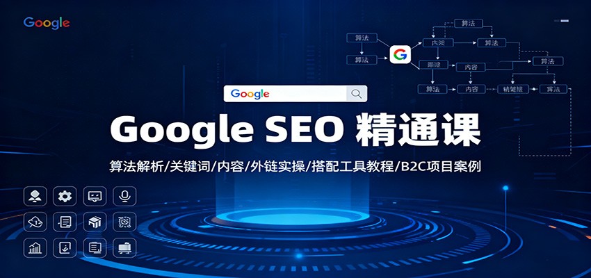 Google SEO 精通课：算法解析/关键词/内容/外链实操/搭配工具教程/B2C项目案例-数智网创