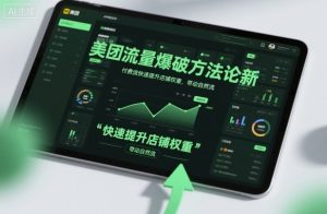 美团流量爆破方法论,付费流快速提升店铺权重,带动自然流-数智网创
