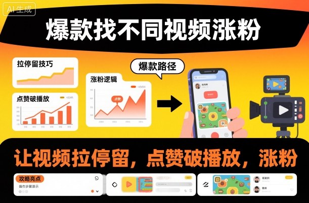 爆款找不同视频涨粉，让视频拉停留，实现点赞，破播放，涨粉-数智网创