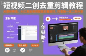 短视频二创去重剪辑教程，从素材筛选、AI工具运用到智能去重技巧，打造独一无二的内容-数智网创