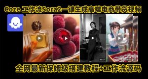 coze智能体sora2一键生成电商带货高端视频工作流保姆级拆解教程，无需剪辑，无需拍摄-数智网创