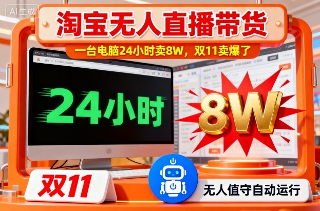 淘宝无人直播带货,一台电脑214小时卖8W,双11卖爆了【揭秘】-数智网创