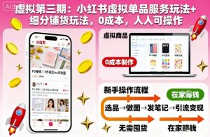 虚拟第三期：小红书虚拟单品服务玩法+细分铺货玩法，0成本，人人可操作(更新)-数智网创