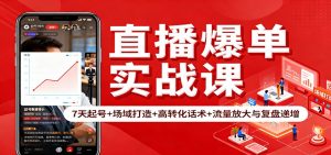 直播爆单实战课：7天起号+场域打造+高转化话术+流量放大与复盘递增-数智网创
