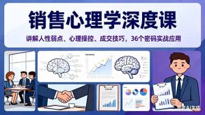 销售心理学深度课,讲解人性弱点、心理操控、成交技巧,36个密码实战应用-数智网创