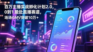 百万主播实战孵化计划2.0，0到1踏入直播赛道，场均GMV突破10万+-数智网创